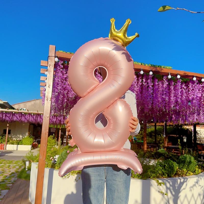 42-дюймовый декоративный розовый алюминиевый фольгированный цифровой воздушный шар с цифрой для украшения дня рождения, принадлежности для девочек на день рождения