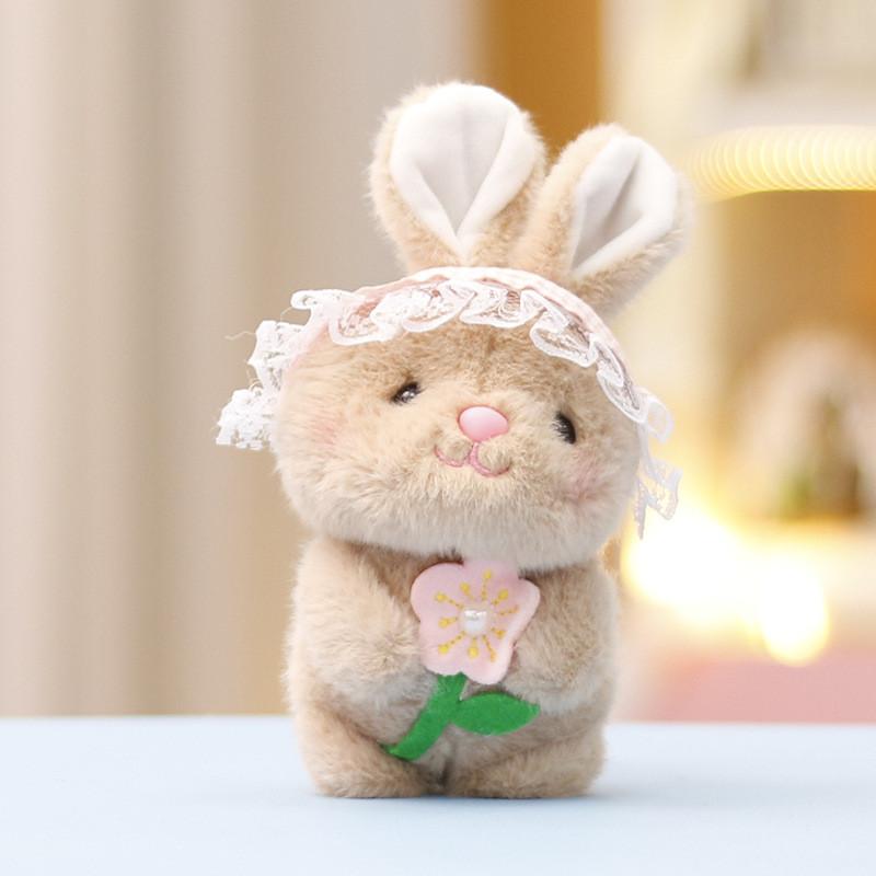 Cute Rabbit Hanging Decoration Soft Plush Bunny Toy With Colorful Floral Design