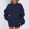 Women's Fashion Casual Long Sleeve Solid Color Hooded Sweatshirt Tops