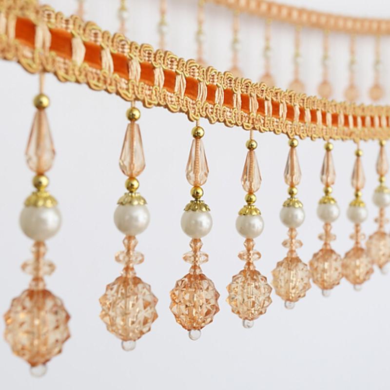 1/2/3M Шторы Отделка Кристалл Бусины Украшения Кружева Кисточки Аксессуары Подвеска Шар Тыквенные Бусины Декор Край Лента Обивка