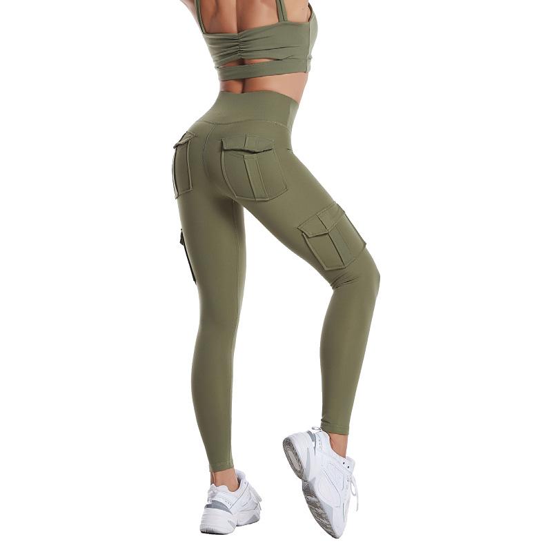 Women Leggings Fitness Sports High Waist Leggins Pocket Push Up Pants Workout Leggings Cargo Pants Casual Hip Pop Pants