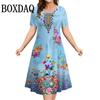 Летняя одежда с коротким рукавом, красочные принты, женские платья 2025 года, повседневная мода, свободный пуловер больших размеров, элегантное платье для женщин