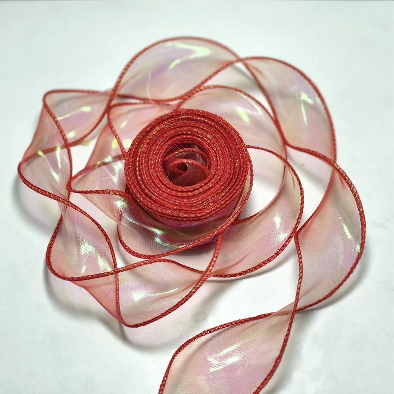4cm Iridescent Wave Fishtail Yarn Ribbon for DIY Floral Gift Box and Baking Decoration
