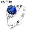 Blue Sapphire Gemstone Rings for Women Genuine Birthstone Promise Ring Bridal Anniversary Gift for Her