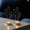 Golden Round Candle Holder Decorative Cactus Shape Iron Candlesticks for Parties