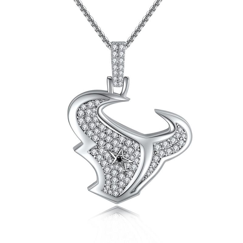 Iced Bull Head Pendant Necklace S925 Silver Micro-pave Moissanite Hip Hop Sports Inspired Jewelry Full Iced Sparkle Anti-tarnish