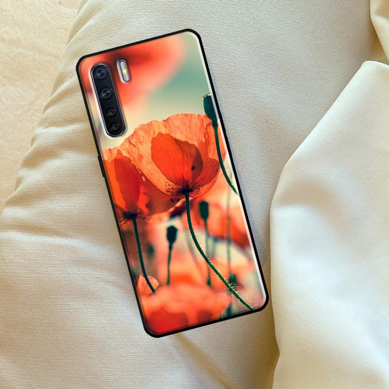Красный Цветок Мака Чехол Для Oppo A17 A94 A74 A54 A60 A40 A80 A16 A76 A96 A98 A58 A78 A18 A38 A57 A15 A5 A6 Pro