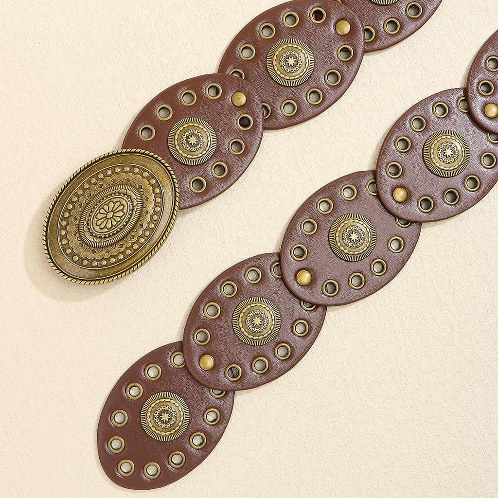 Женский ретро-платье с овальным поясом-люверсами в стиле пустоши