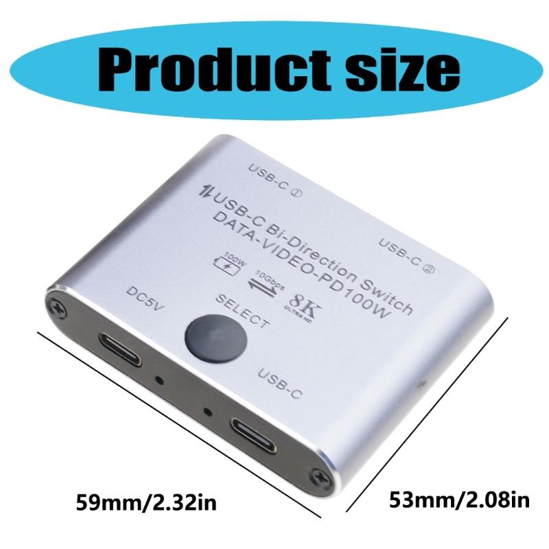 BiDirectional USB C Switcher USB C KVM Switches for 8K@60Hz/4K@144Hz 1080P@165Hz Video Transfer 100W Charging Capability