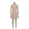 Ladies' Full Diamond Collar Studded Pearl Dress with Crystal Decoration Summer New Pink Waist Cinched Dress Temperament Short Sleeveless Women's Skirt