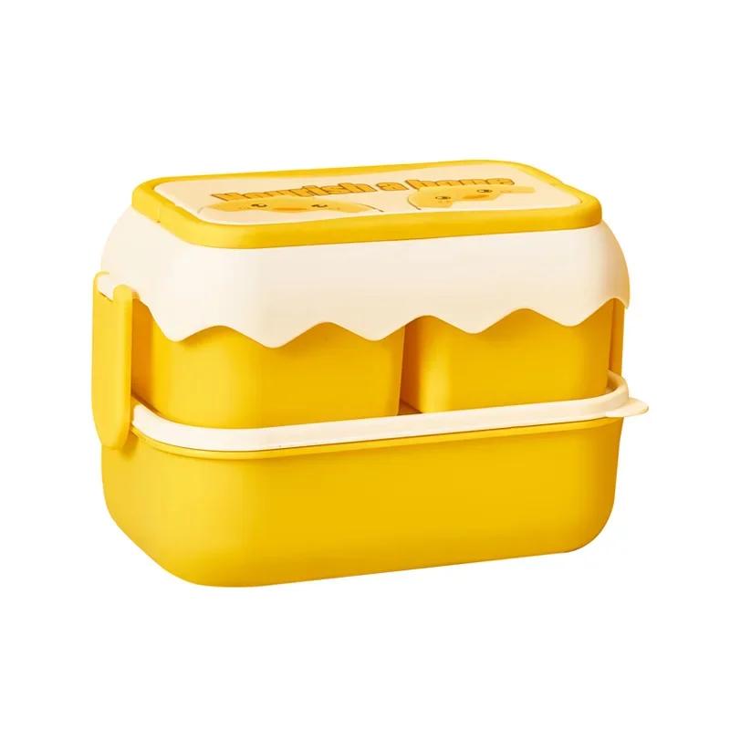 1pc-Double layered colored fruit lunch box, large capacity portable lunch box, suitable for camping, picnics, and beaches