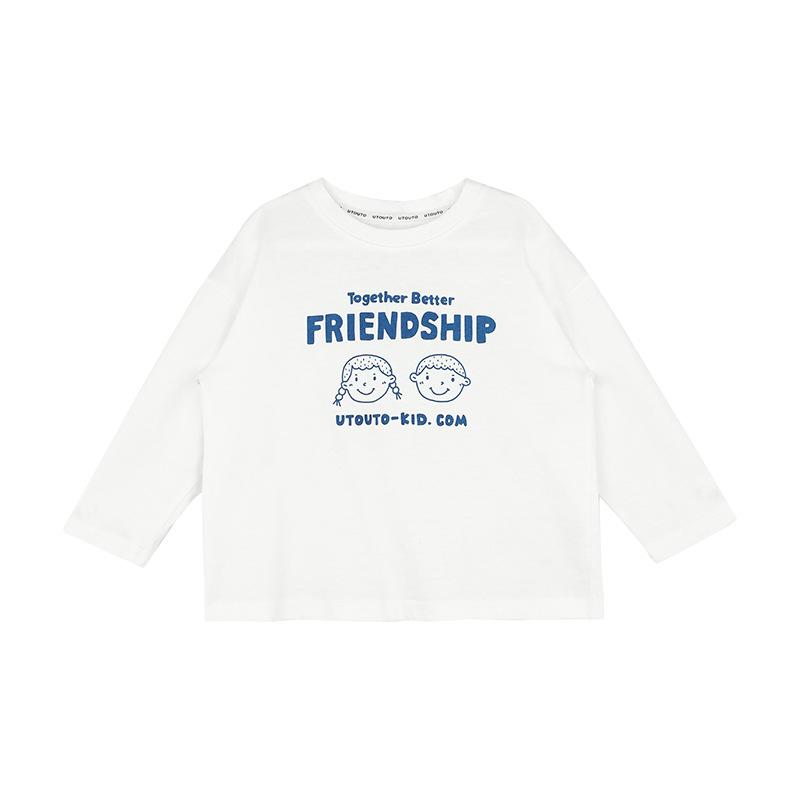 Детский весенне-осенний повседневный пуловер с длинными рукавами и круглым вырезом с принтом в картонной упаковке, футболка, топы для девочек