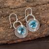 Sky Blue Topaz Gemstone 925 Sterling Silver Jewelry Handmade Earrings 1.30" EE-63-2