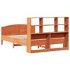 Solid Wood Bed with Shelf Without Mattress Wax Brown 150 x 200 cm