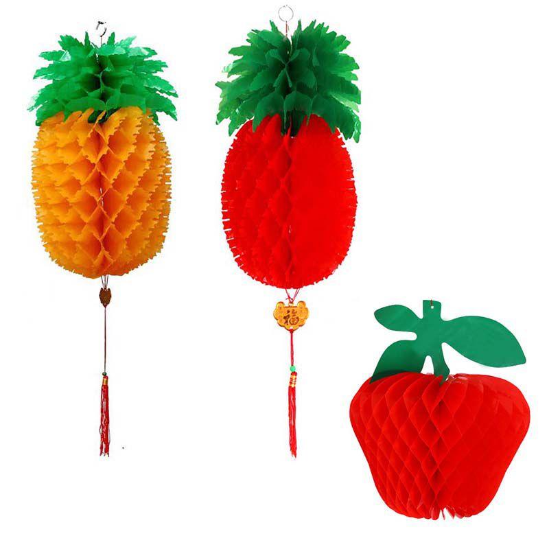 Очаровательные фонарики в виде ананасов и яблок, созданные для красочного декора на Счастливый Новый год и для празднований