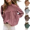 2026 Fall Winter Womens Turtleneck Pullover Plaid Shirt Doll Top