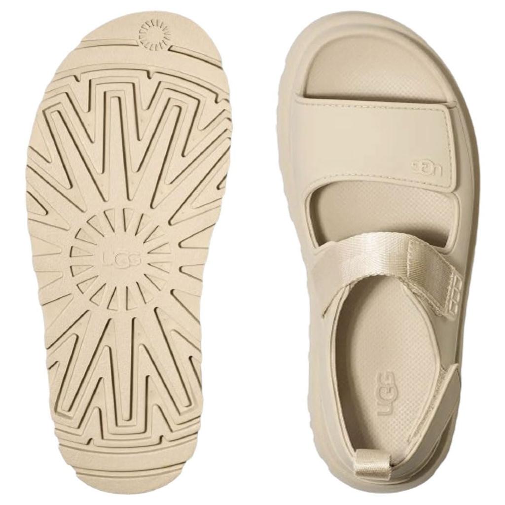 Толстые золотистые сандалии US7 [UGG], ремешки, подошва, платформа, легкие, светящиеся, женские, GOLDENGLOW, 1152685, Морская_соль (ССАЛ), (24,0 см) [Использовал]