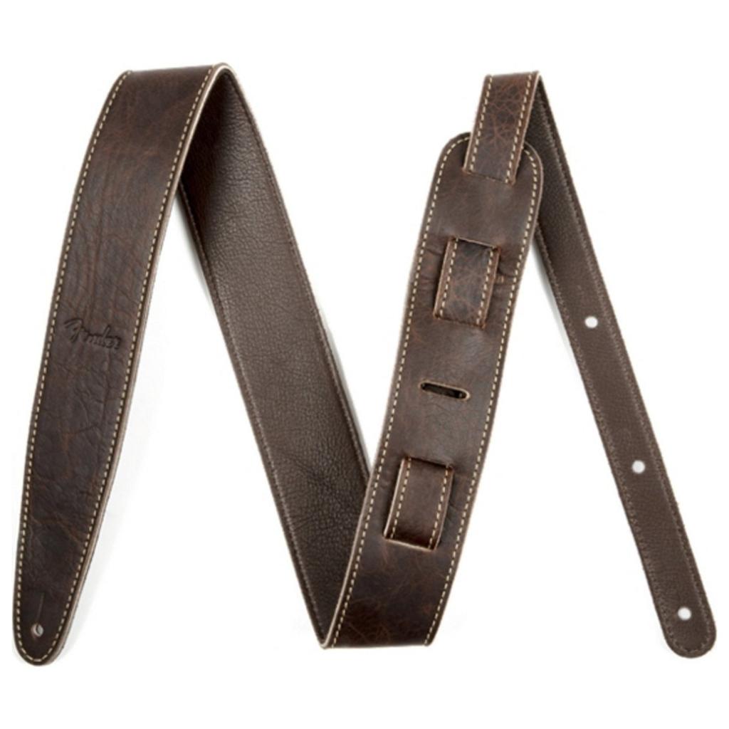 Fender Artisan Crafted Leather Brown Strap, 2.5"
