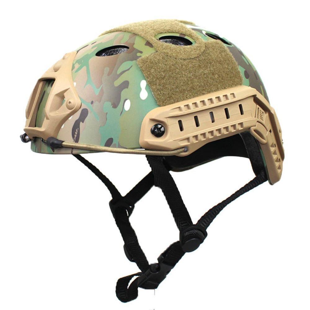 Upgraded PJ FAST Airsoft Helmet Camo Round Hole Adjustable Lightweight Head Protector for CS Outdoor Game