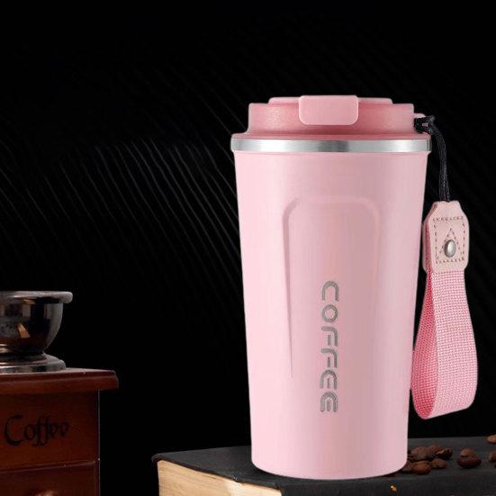 510ML Travel Coffee Mug Spill Proof with Seal Lid Insulated Eco-friendly Easy One-handed Drinking Stainless Steel Cup