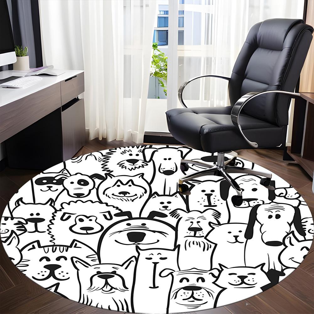 1pc Dog Prints Chair Carpet for Office Non Slip, Lightweight, Machine Washable Rug for Office Holiday Decor