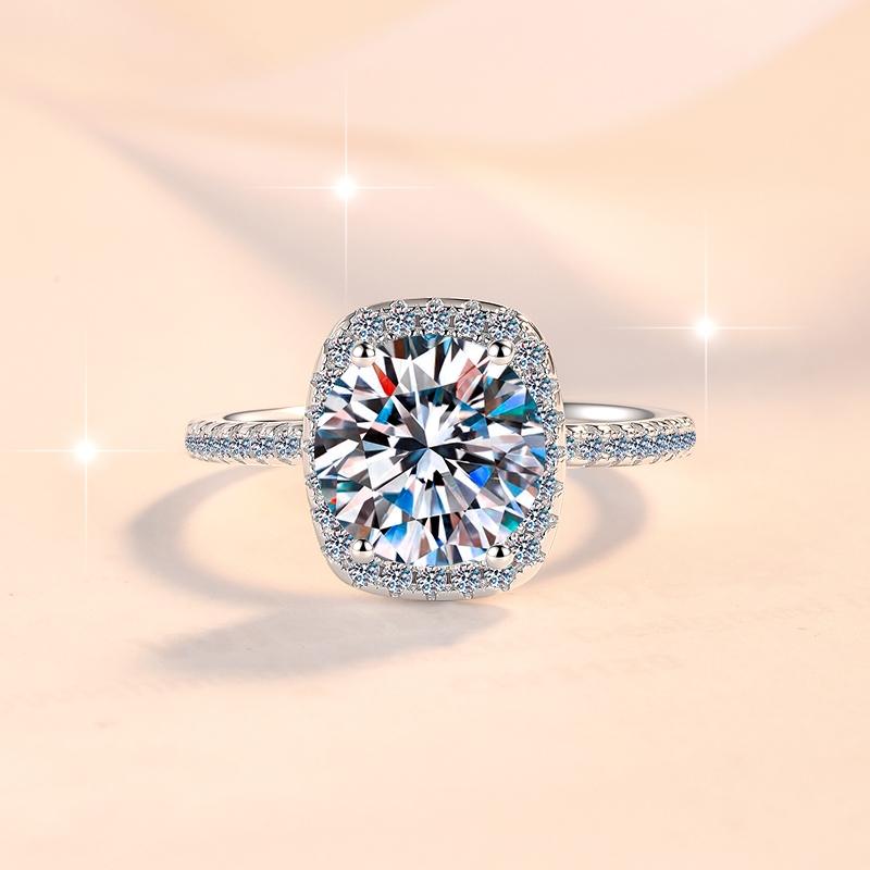 Classic Style S925 Sterling Silver GRA Certificate 2CT Round Cut VVs1 Moissanite Halo Engagement Ring for Women Jewelry