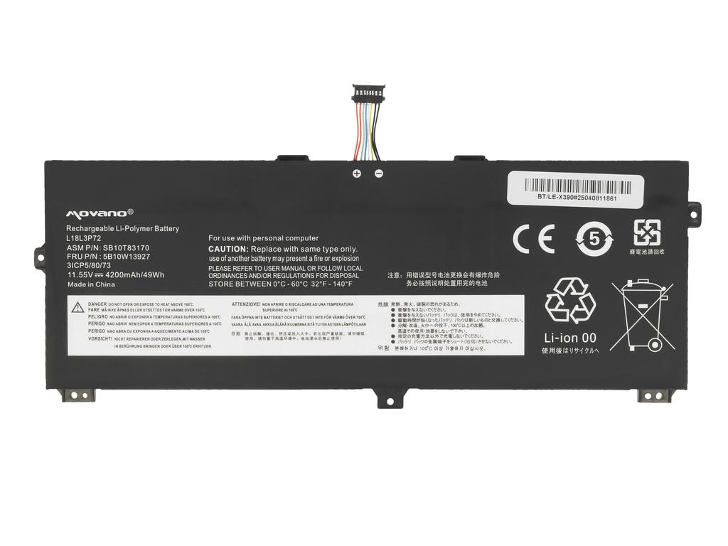 Bateria L18M3P72 L19M3P71 do Lenovo ThinkPad X390 Yoga X13