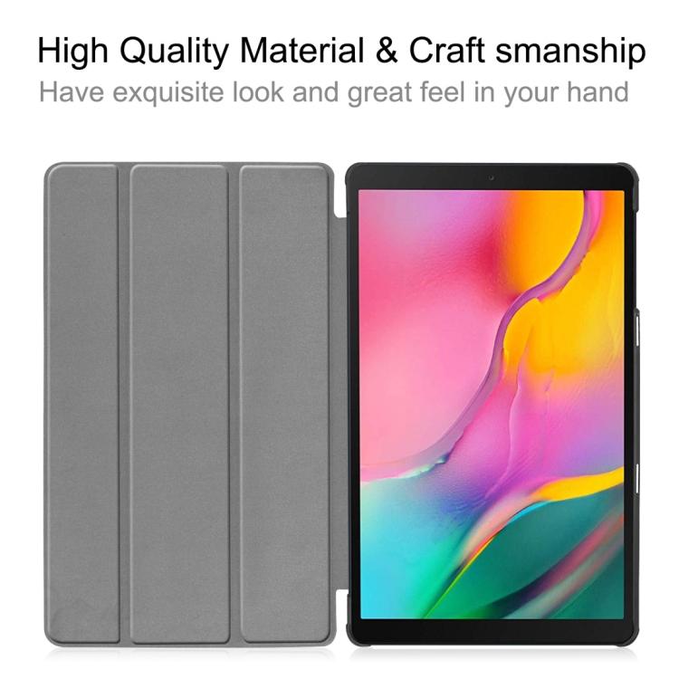 Чехол-книжка из PU-кожи с текстурой Custer для Galaxy Tab A 10.1 2019, с трехскладной подставкой и функцией сна / пробуждения