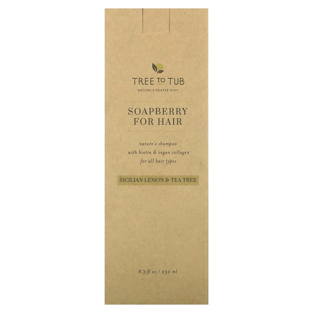 Tree To Tub Шампунь для волос Soapberry, для всех типов волос, сицилийский лимон и чайное дерево, 8,5 жидких унций (250 мл)