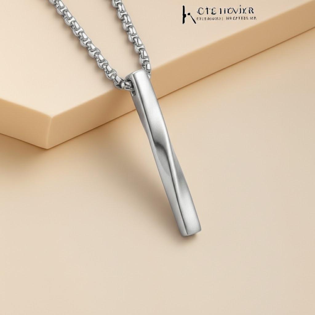 Geometric Stainless Steel Pendant Necklace for Men Stylish Jewelry Gift Unique Creative Accessories for Him