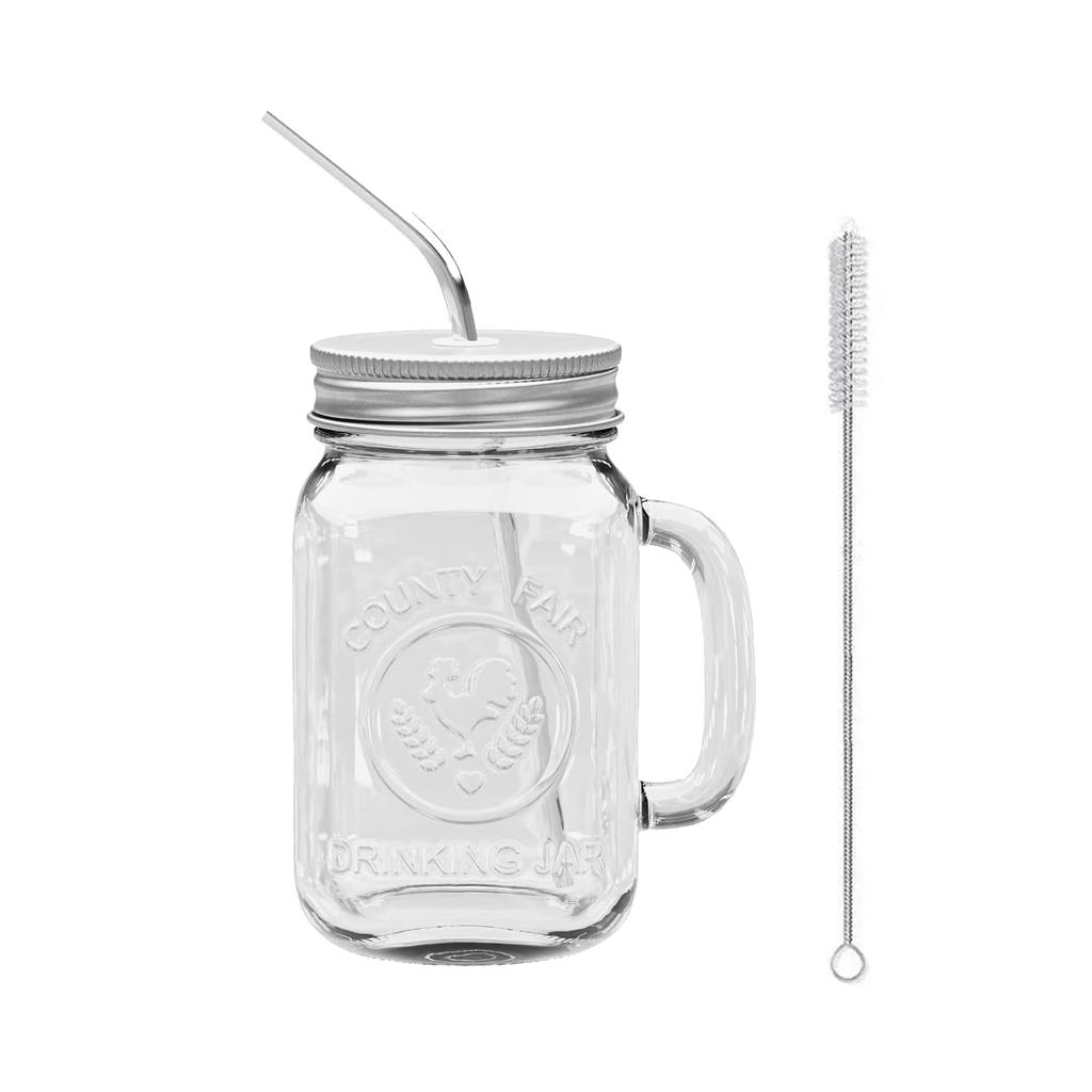 Набор стеклянных банок Mason объемом 480 мл с ручкой, квадратная стеклянная кружка с крышкой и трубочкой для холодных напитков, банка Mason для сока, стаканы для питья, посуда для напитков