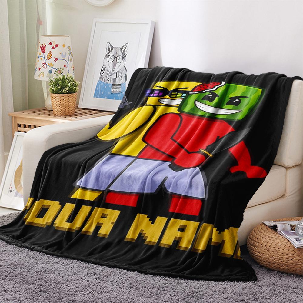 1PC Custom Name Sunny & Melon Patterned Flannel Blanket Suitable For All Seasons for Home Decor Warmth and Comfort Gifts Holiday Present_xia