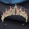 3 Pcs Pink Bridal Jewelry Sets for Women Crown Flower Choker Necklace Earring Wedding Tiara Bride Costume Accessories