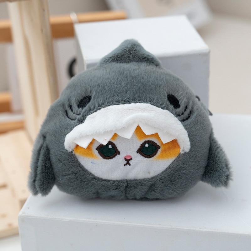 Gray Shark Stuffed Animal Keyring Soft Plush Toy For Childrens Gift Idea