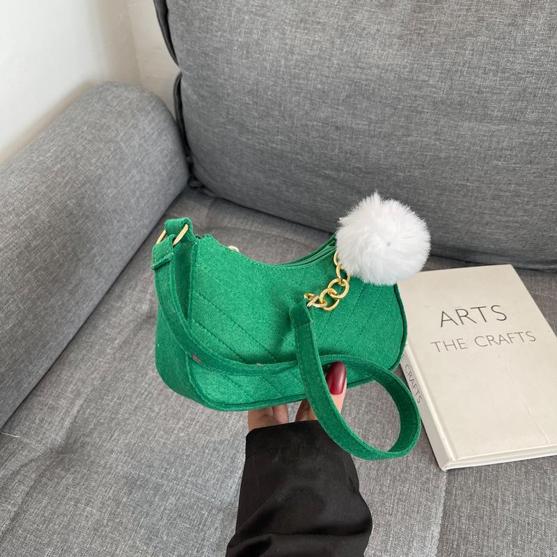 1Pcs Simple Light Weigh Underarm Bags Women'S Mini Felt Shoulder Bag Ergonomic Underarm Saddlebag Purse Shoulder Pouch