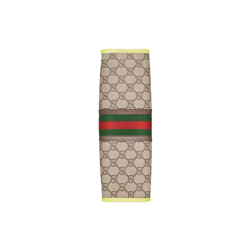 Gucci Ophidia Double G logo zipper closure Canvas with leather piping Canvas bag clutch cosmetic bag Men's beige with ebony and yellow