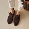 Great To Wear, Matte Lace-up Flat-heeled Single Shoes, Women's British Style Loafers, Retro Small Leather Shoes.