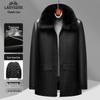 Мужская куртка из козьей кожи LaoYeChe с воротником из лисьего меха и пуховой подкладкой