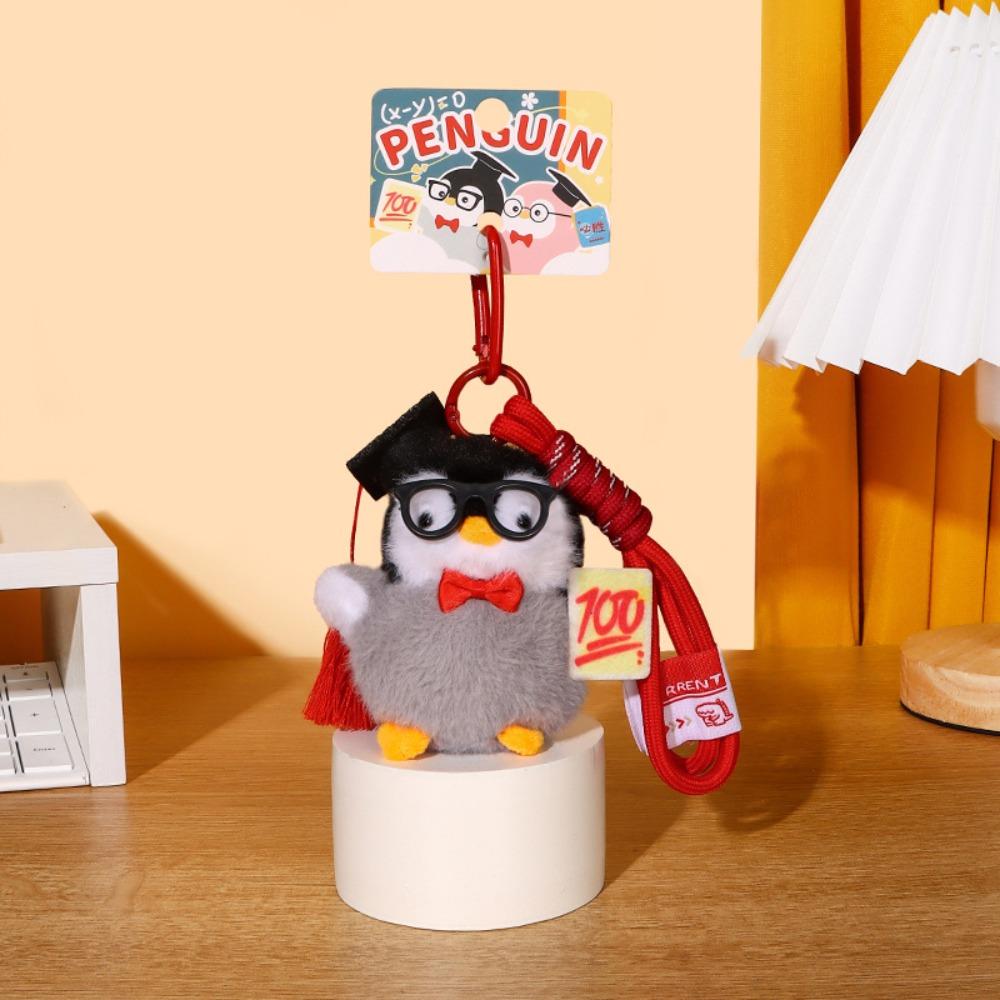 PP Cotton Mini Penguin Plushie Doll Fluffy Penguin Stuffed Toy Keychain  Car Key Accessories