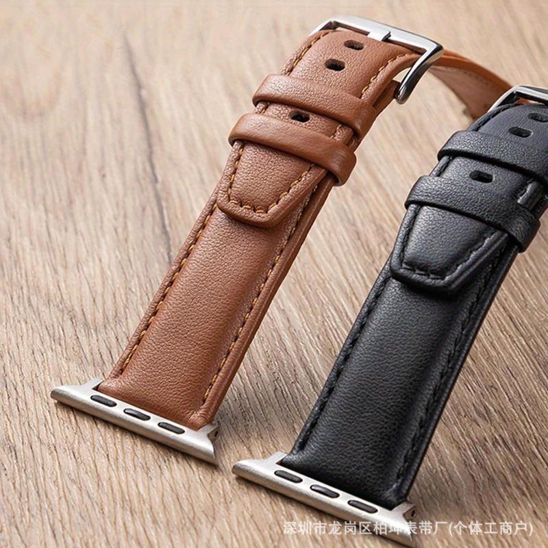 Genuine Leather Apple Watch Band for Series SE–8 (Men & Women)
