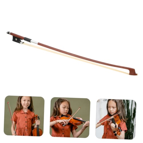 NUOBESTY 1/16 Scale Violin Bow with Wooden Round Stick and Natural Horsehair, Well-Balanced, Student Practice Replacement, 44 X 3 X 1.3 Cm, Assorted C