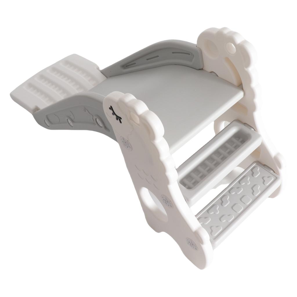 Kids Indoor Sliding Slide Freestanding Folding 2 Stairs Stable Base Climber Play Slide for Toddlers White Gray