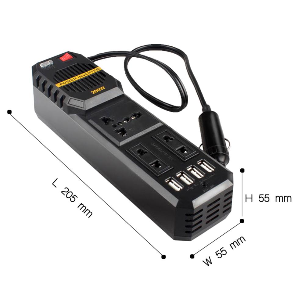 200 Вт Автомобильный инвертор DC 12 В в AC 220 В Адаптер Зарядное устройство Гнездо Автоматический преобразователь мощности USB Мобильный телефон Быстрая зарядка Автомобильный инвертор