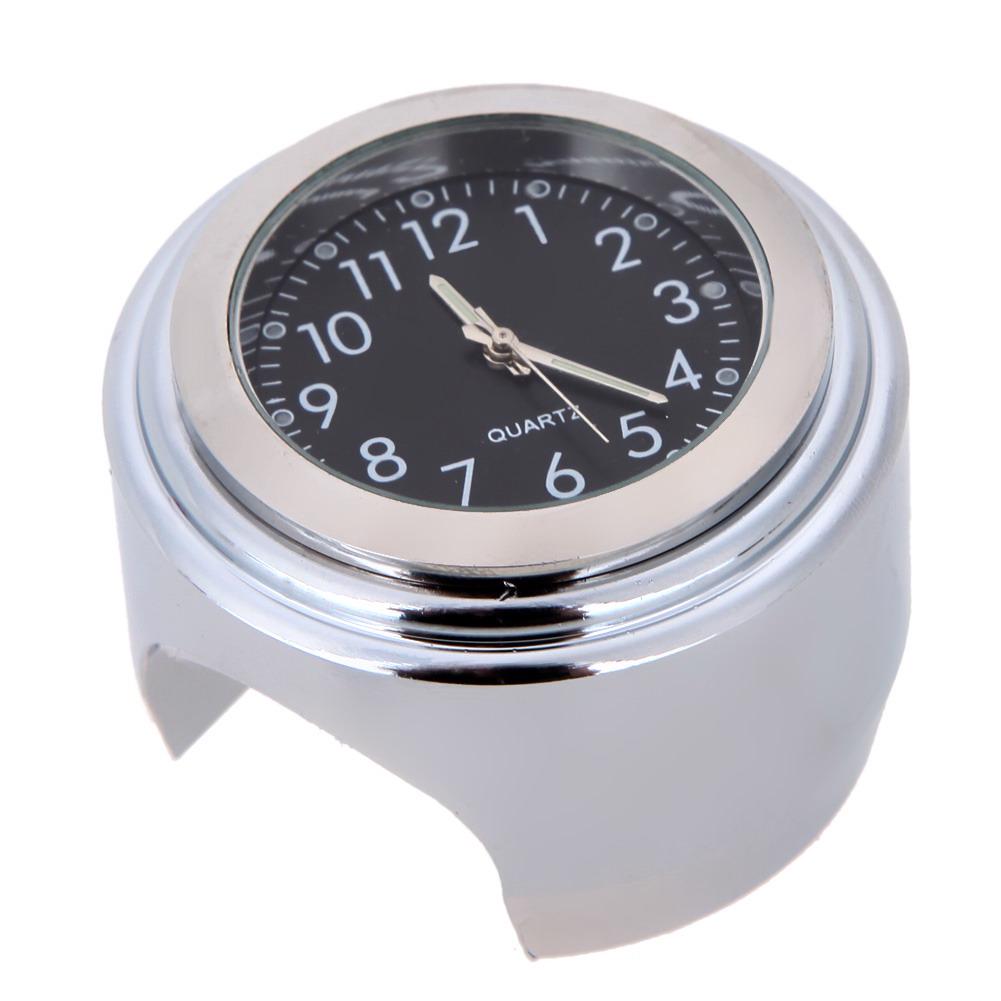 Мотоциклетные часы Хромированные Водонепроницаемые Крепление на руль мотоцикла Кварцевые часы Алюминиевые Светящиеся часы Мото Аксессуары Универсальные