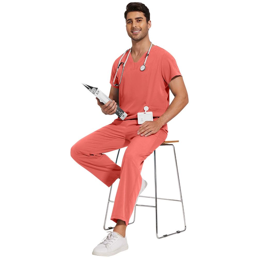 Мужские однотонные быстросохнущие тонкие повседневные и удобные брюки с короткими рукавами, рабочая униформа, матовый костюм