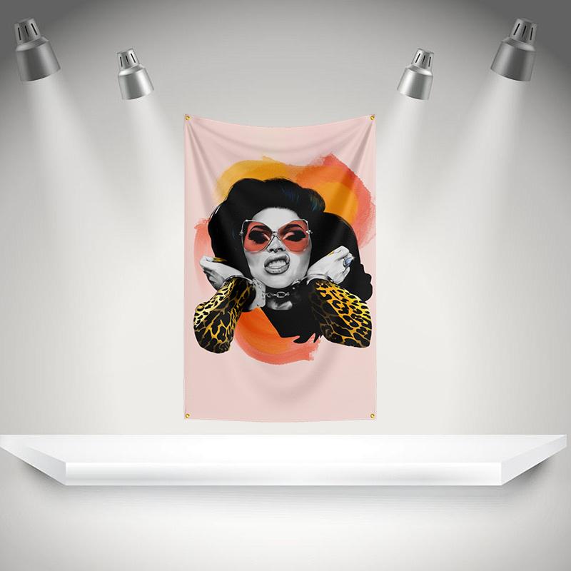 C-Cardis B Flag Rock Music Band Banner HD Printing Tapestry Exhibition, Music Band Fans, Garage Decor
