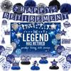 Blue Retirement Party Supplies Decoration Flag Set Blue Retirement Paper Flower Ball Background Arrangement