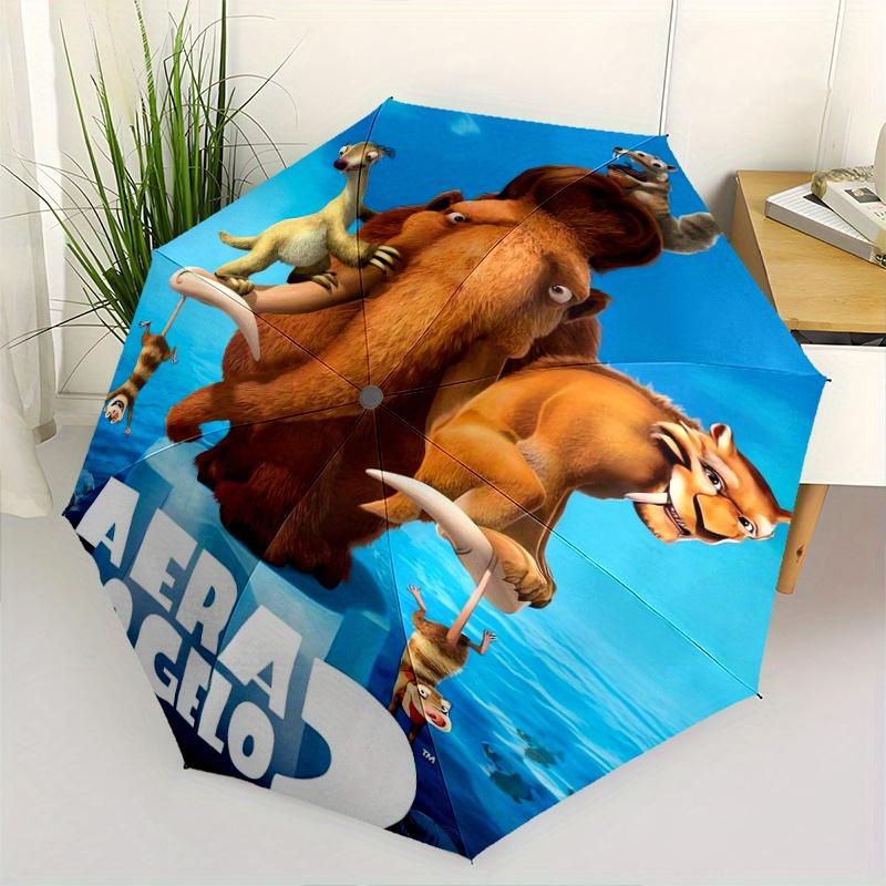 Ice Age 2 Movie Poster Durable Cartoon Folding Umbrella, Portable 3-Fold Compact Umbrella for Men and Women, Suitable for Travel or Daily Us