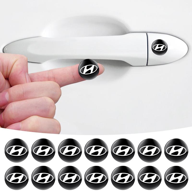 2/5/10pcs Car Door Lock Keyhole Protection Stickers Emblem For Hyundai Tucson IX35 I30 I20 Kona Coupe Veloster I40 Getz AH4