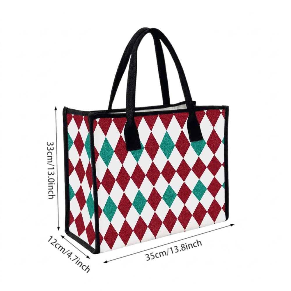 Retro Argyle Pattern Daily Tote Stylish Large Capacity Casual Shoulder Bag